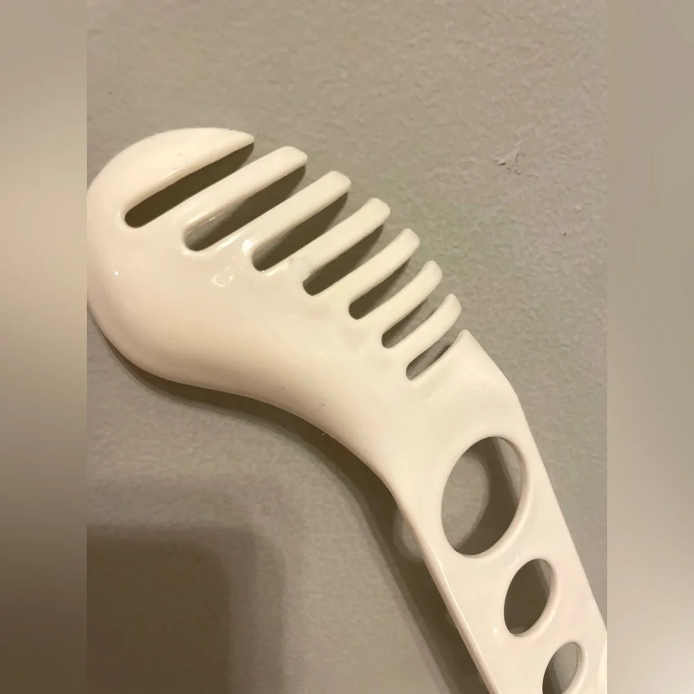 Vintage EKCO Pasta Spaghetti Server Measure‎ Spoon Fork Strainer Ivory Color 12